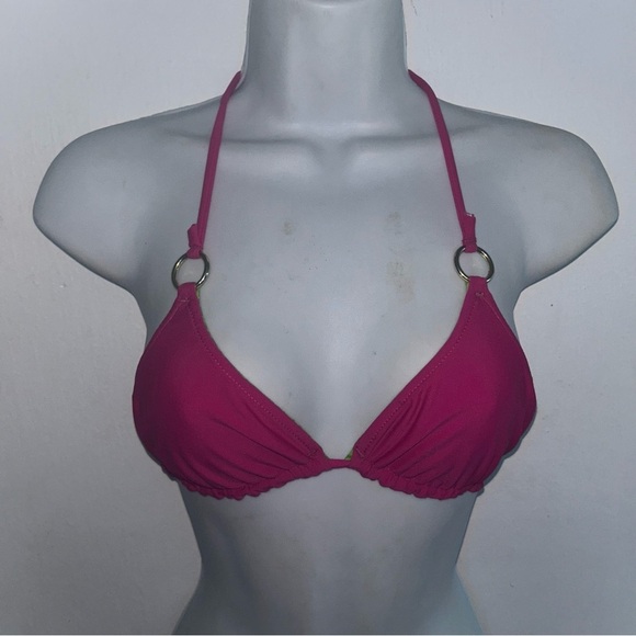 Volcom  2 pc Triangle Top Bikini XS Swimsuit Reversible Pink Green Set - Picture 3 of 12